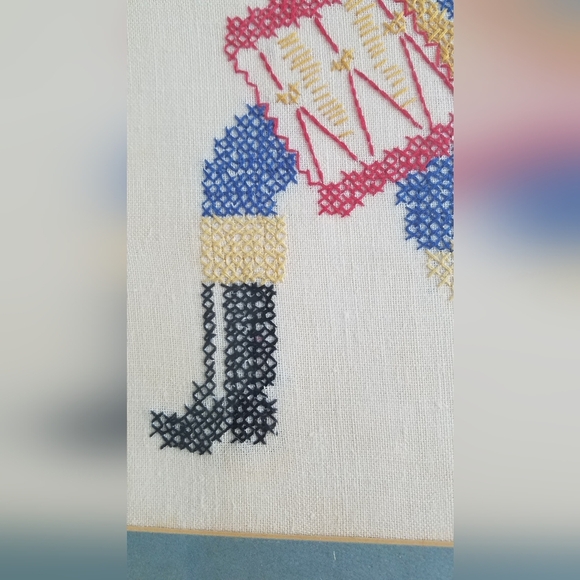 Vintage Framed with Glass Cross Stitch Drummer Minuteman 1776 - Picture 4 of 9